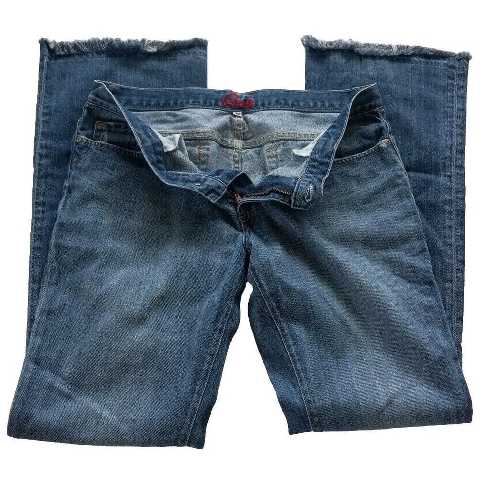 Vintage CULT blue Women 32 Embroider Distress Denim Jeans Selvage Usa Made